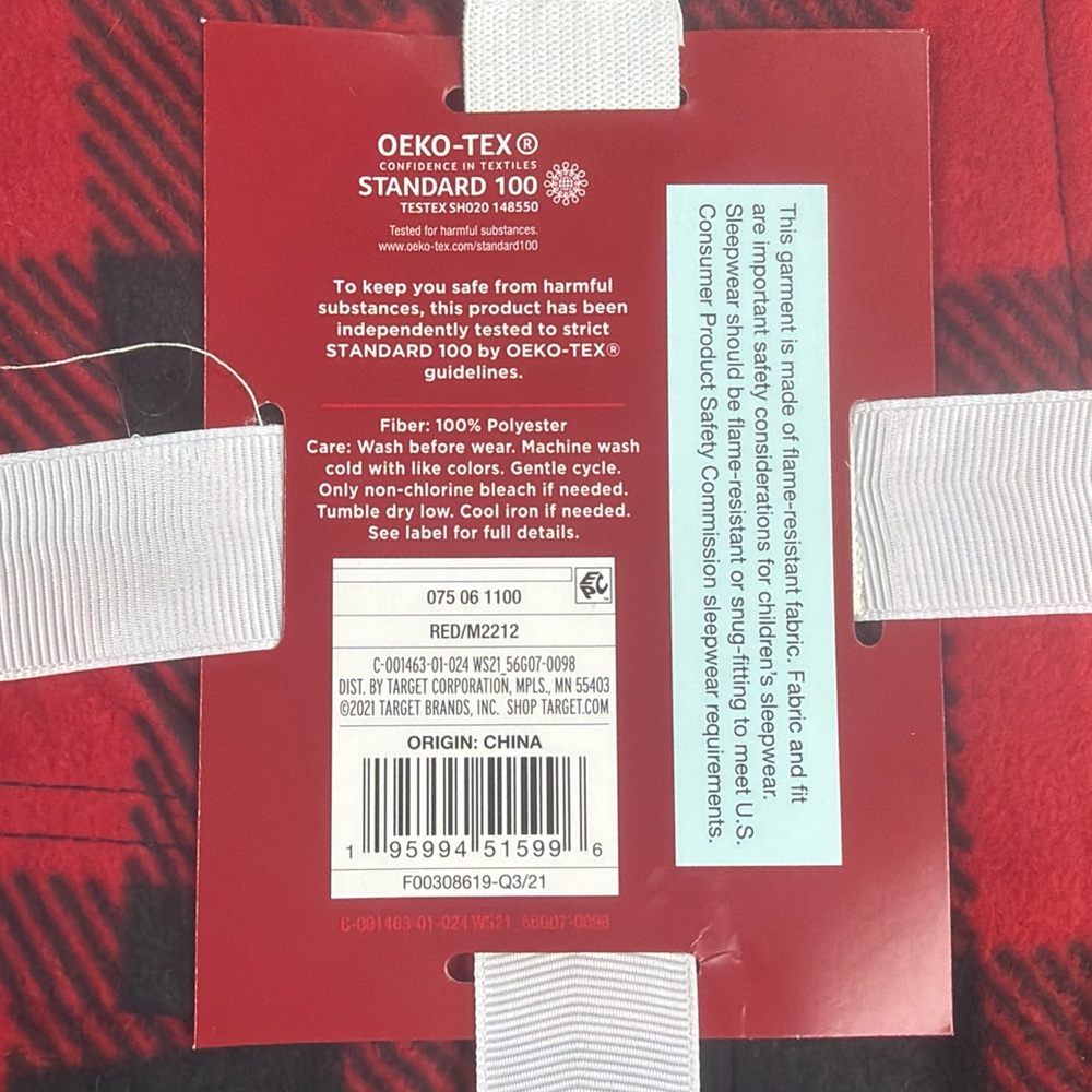 Kids Robe w/ Sash‎ & Pockets Red & Black Buffalo Plaid Fleece Unisex - Picture 5 of 5